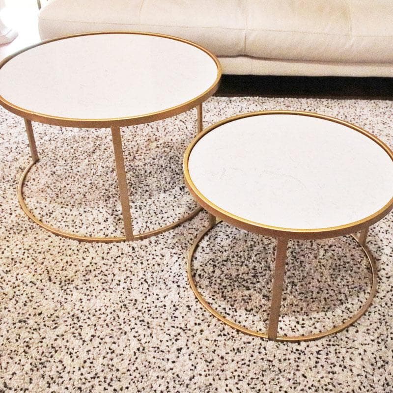 サイドテーブル 大小2点セット モダン ローテーブル ゴールド 630-489