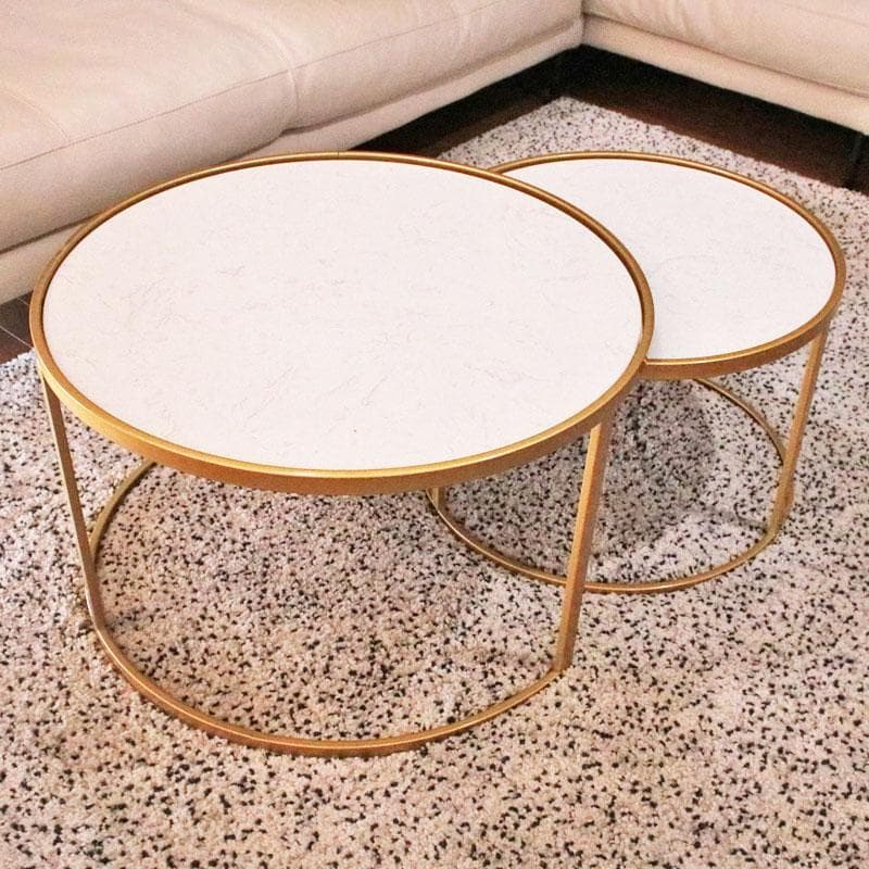 サイドテーブル 大小2点セット モダン ローテーブル ゴールド 630-489