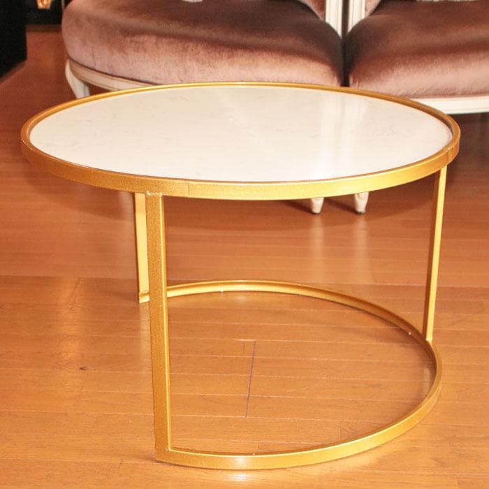サイドテーブル 大小2点セット モダン ローテーブル ゴールド 630-489