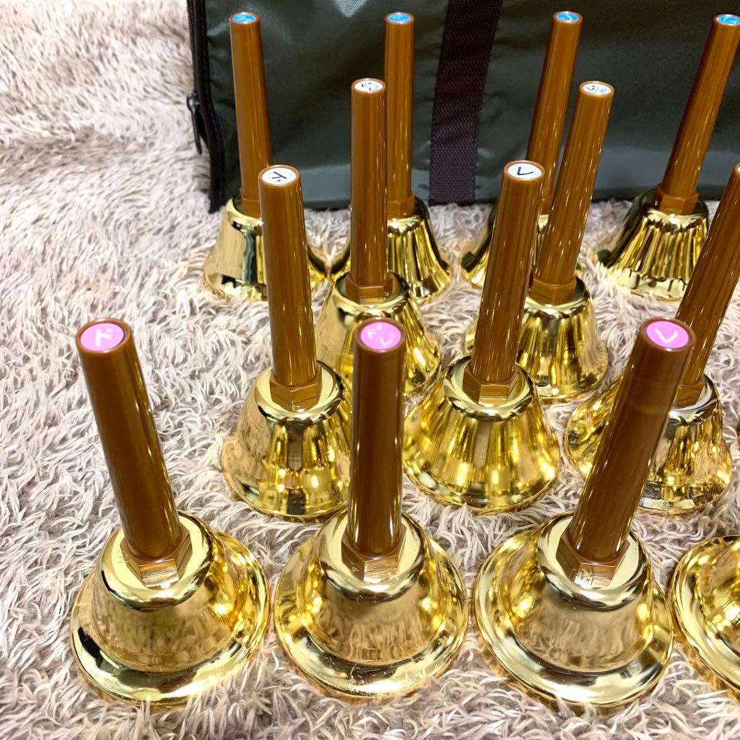 美品 ウチダ ハンドベル ゴールド27音 純正ケース付