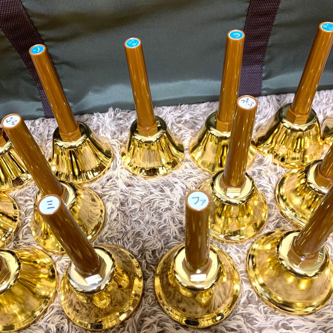 美品 ウチダ ハンドベル ゴールド27音 純正ケース付