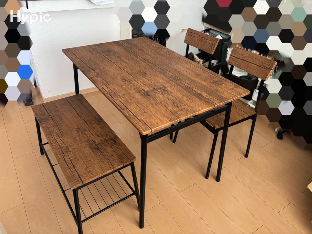 ダイニングテーブルセット　4点セット　［テーブル+チェア×2+ベンチ×1］