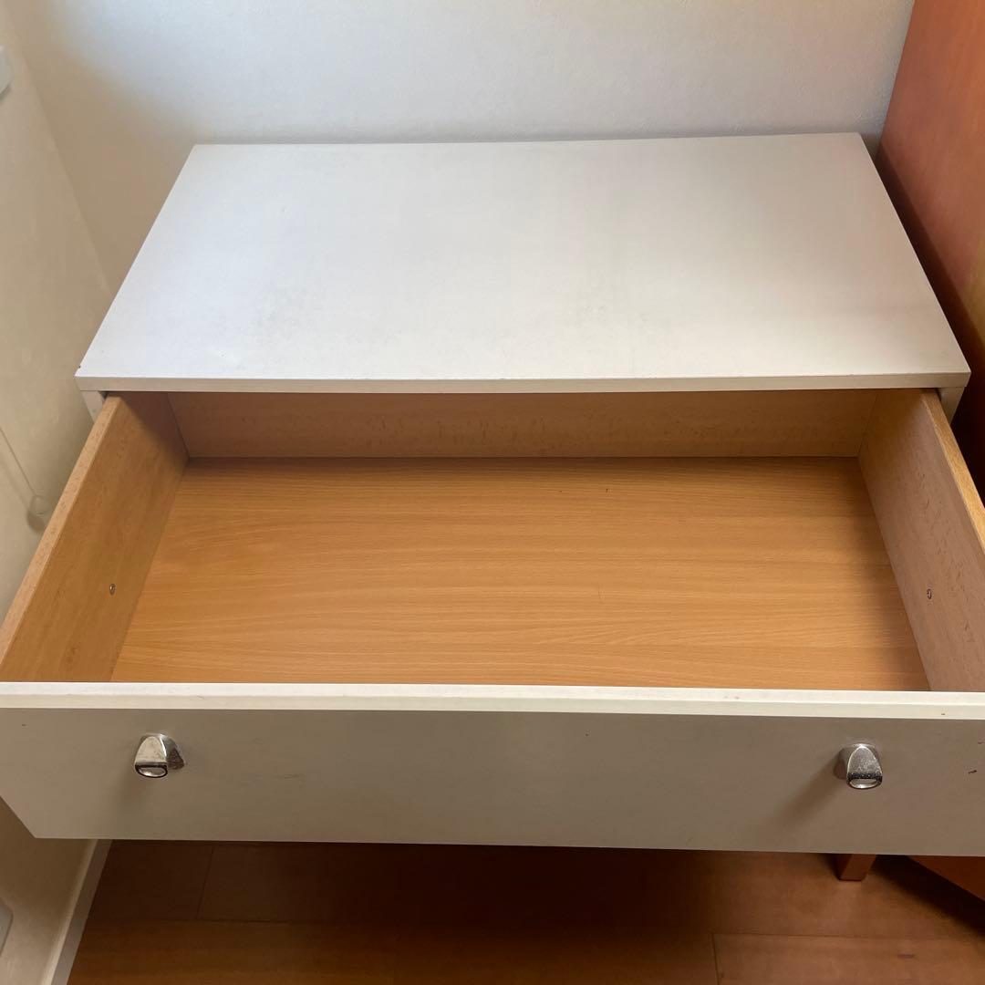 ホワイト木製チェスト 3段