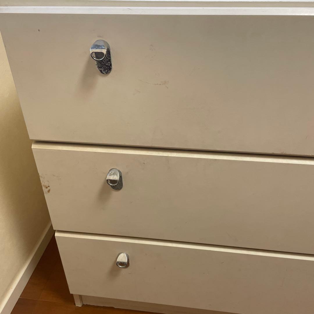 ホワイト木製チェスト 3段