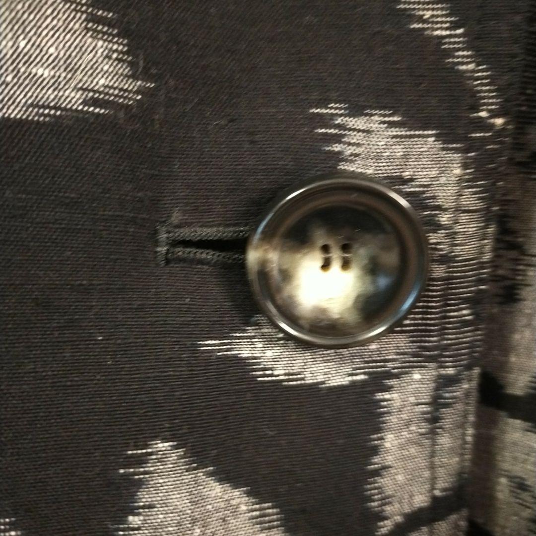 儀右ェ門ギエモン　花柄 黒 ロングコート　久留米絣