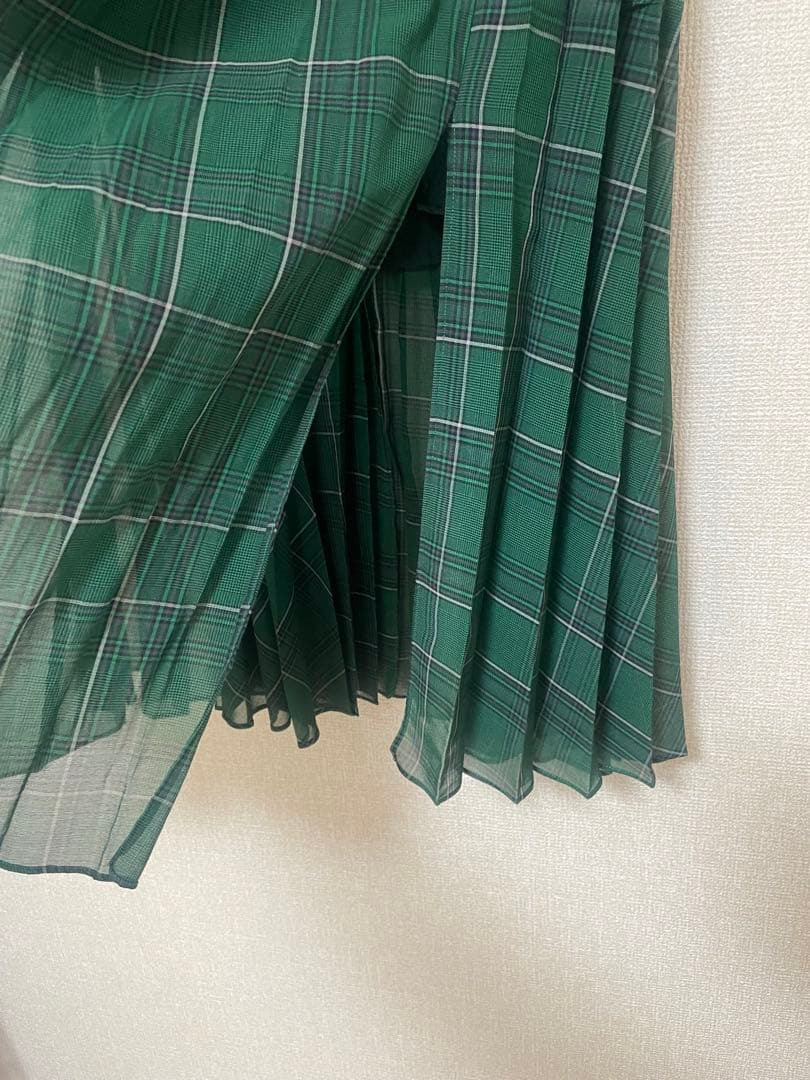 sacai ドッキングプリーツスカート 22-05991 グリーン系チェック柄