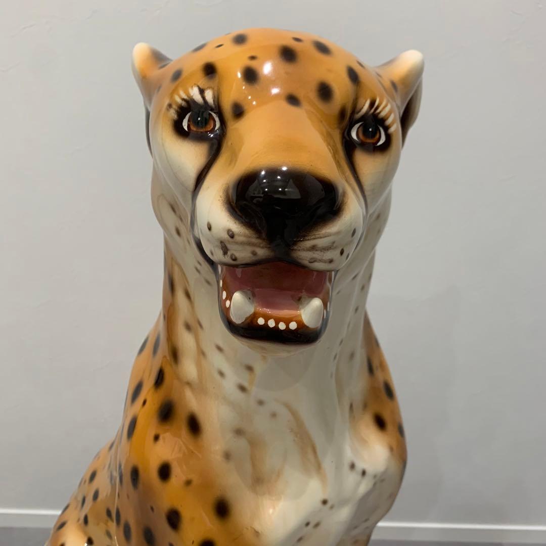 チーター レオパード パンサー ヒョウ ジャガー 陶器 置物 豹 オブジェ