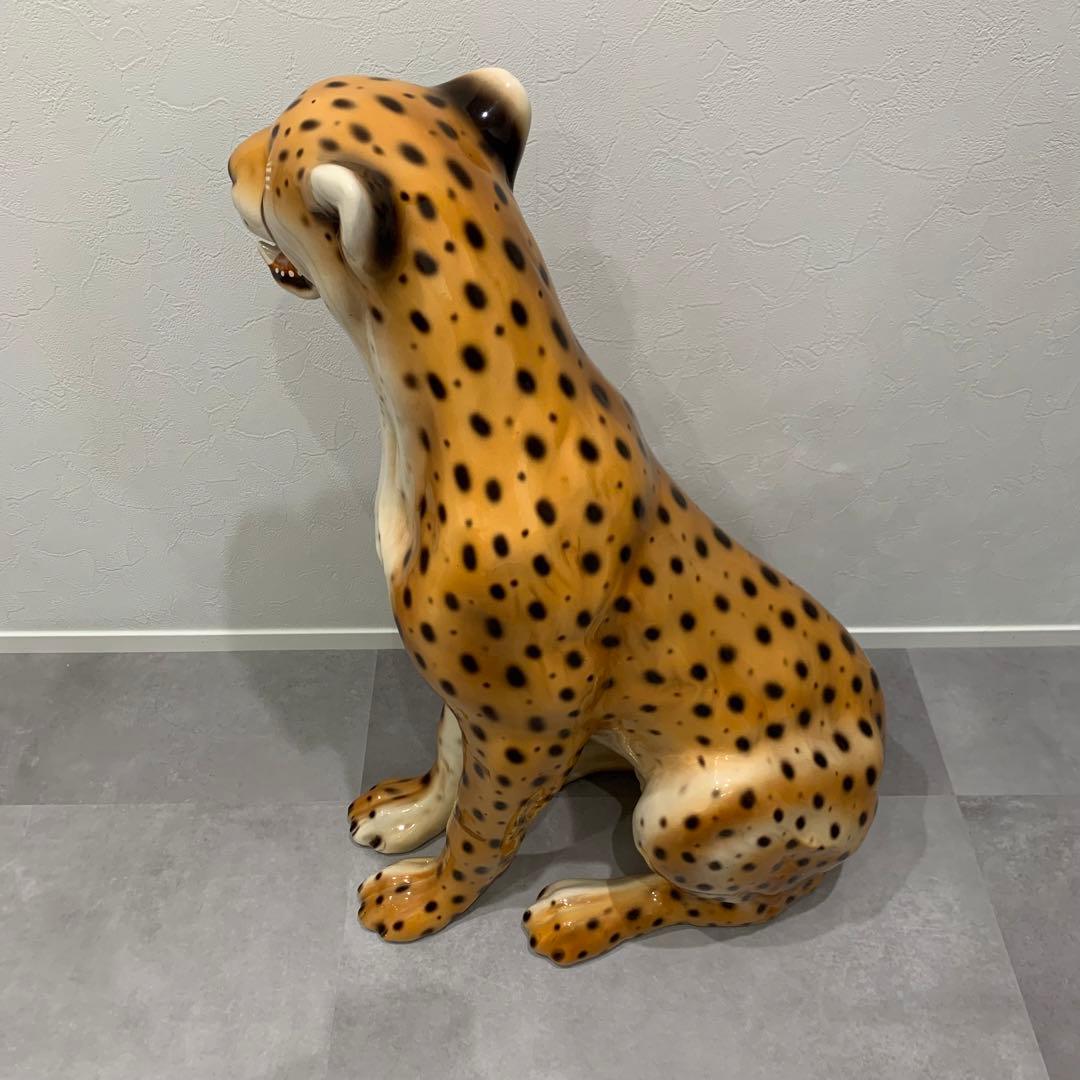 チーター レオパード パンサー ヒョウ ジャガー 陶器 置物 豹 オブジェ