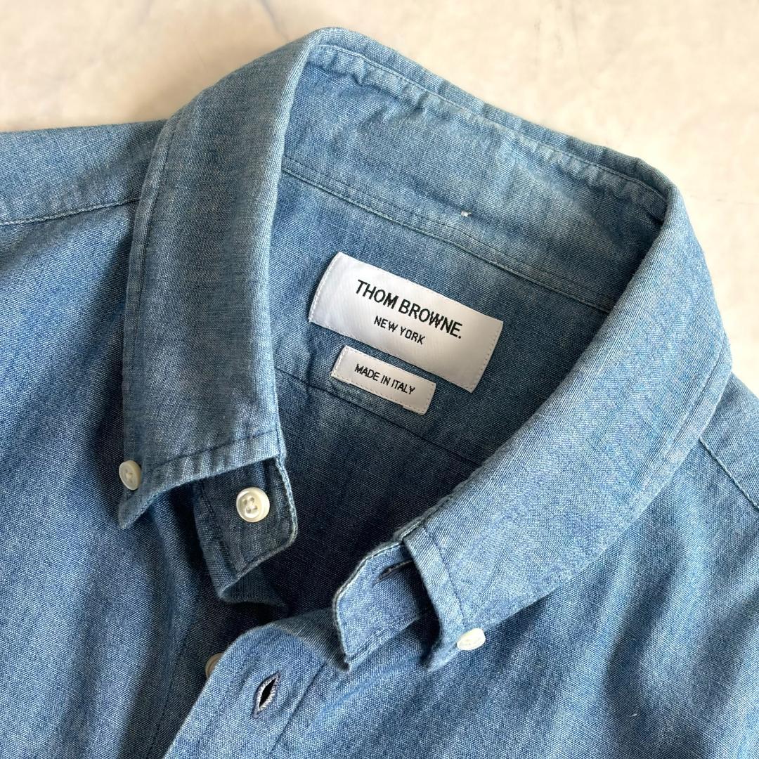 トムブラウン 4bar デニムシャツ インディゴブルー 長袖 サイズ1 ti1