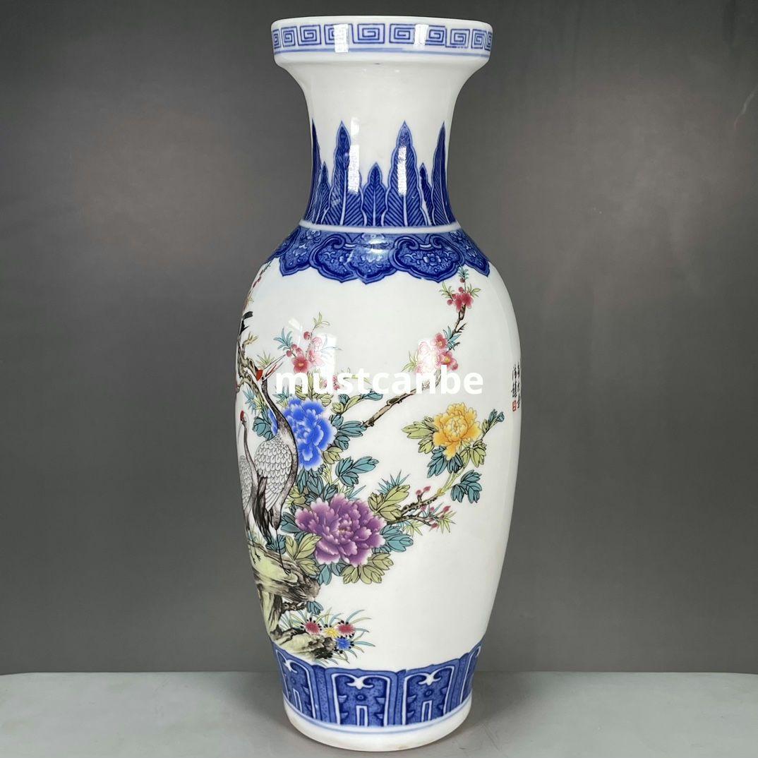 清乾隆花鳥図紋賞瓶 景徳鎮 陶磁器 装飾品 現代工芸品 美術品 置物