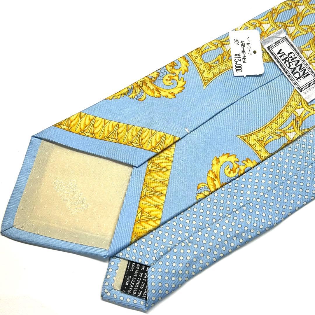 【新品タグ付き✨】ヴェルサーチ ネクタイ ライトブルー バロック柄 メドゥーサ