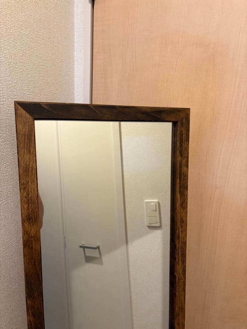 【職人手作り】ヨーロッパブナ製天然木フレーム　スタンドミラー　アンティーク　姿見