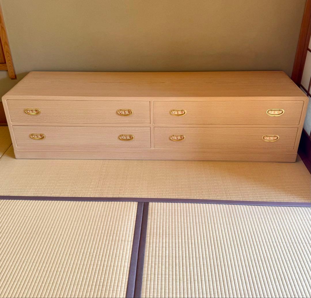 最高級 総桐 帯箪笥 特注 低め横型 美品 着物箪笥 和タンス