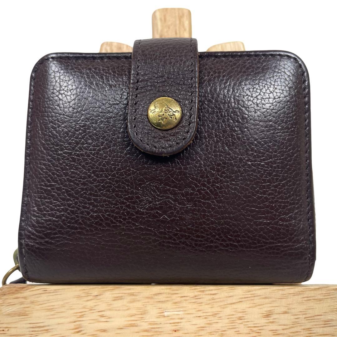 イルビゾンテ　二つ折り財布　ラウンドファスナー　コンパクトウォレット　本革　ロゴ