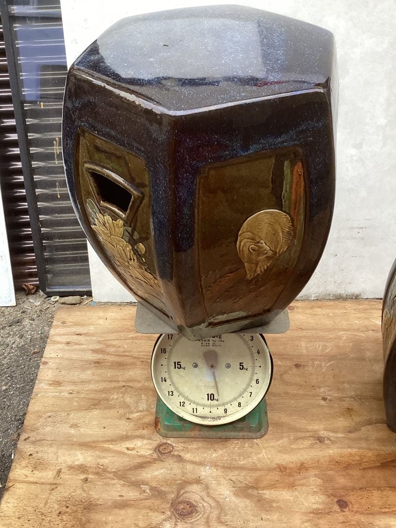 陶器/スツール/ガーデンチェア/椅子/花台/飾台/2点セット