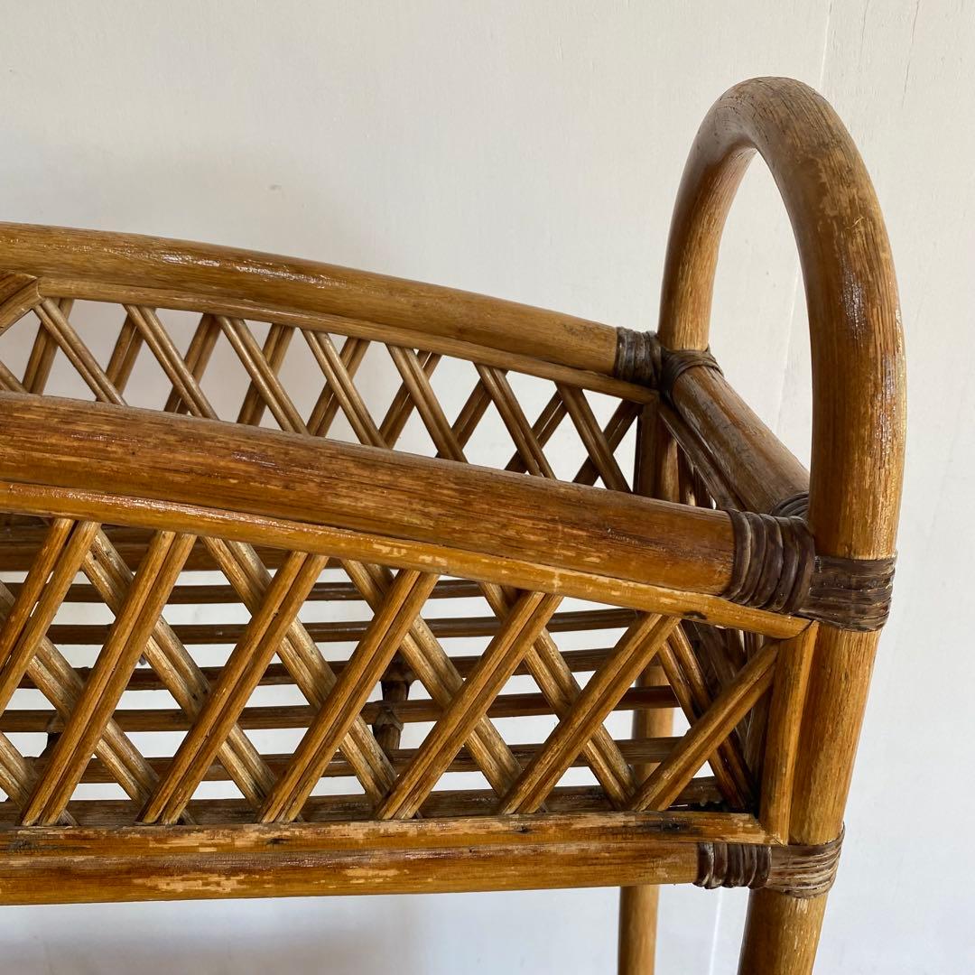 ヴィンテージ ラタン 飾り棚 植物台 昭和レトロ z867