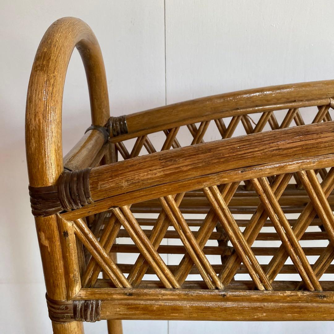 ヴィンテージ ラタン 飾り棚 植物台 昭和レトロ z867