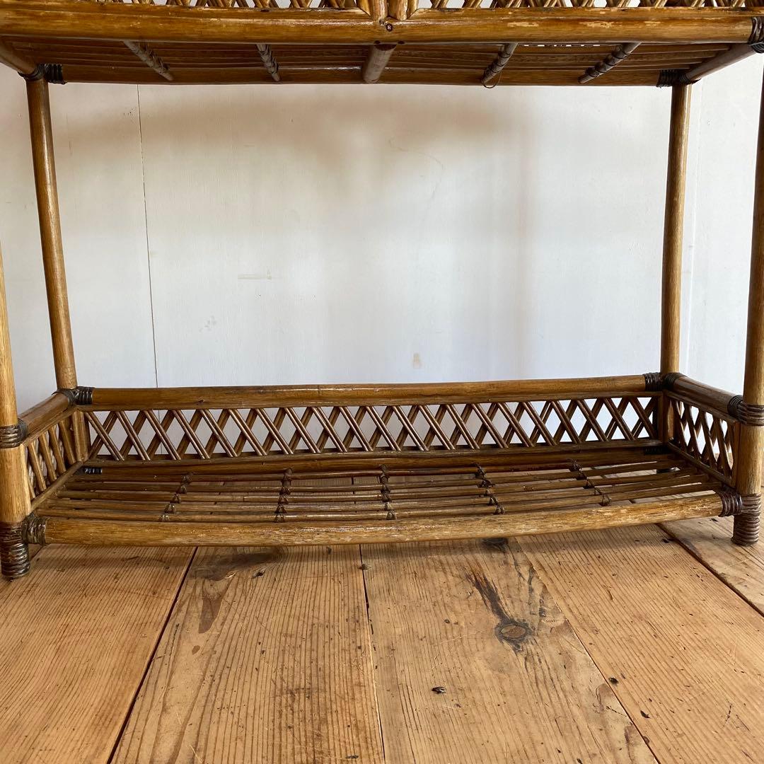 ヴィンテージ ラタン 飾り棚 植物台 昭和レトロ z867