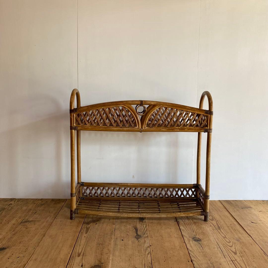 ヴィンテージ ラタン 飾り棚 植物台 昭和レトロ z867