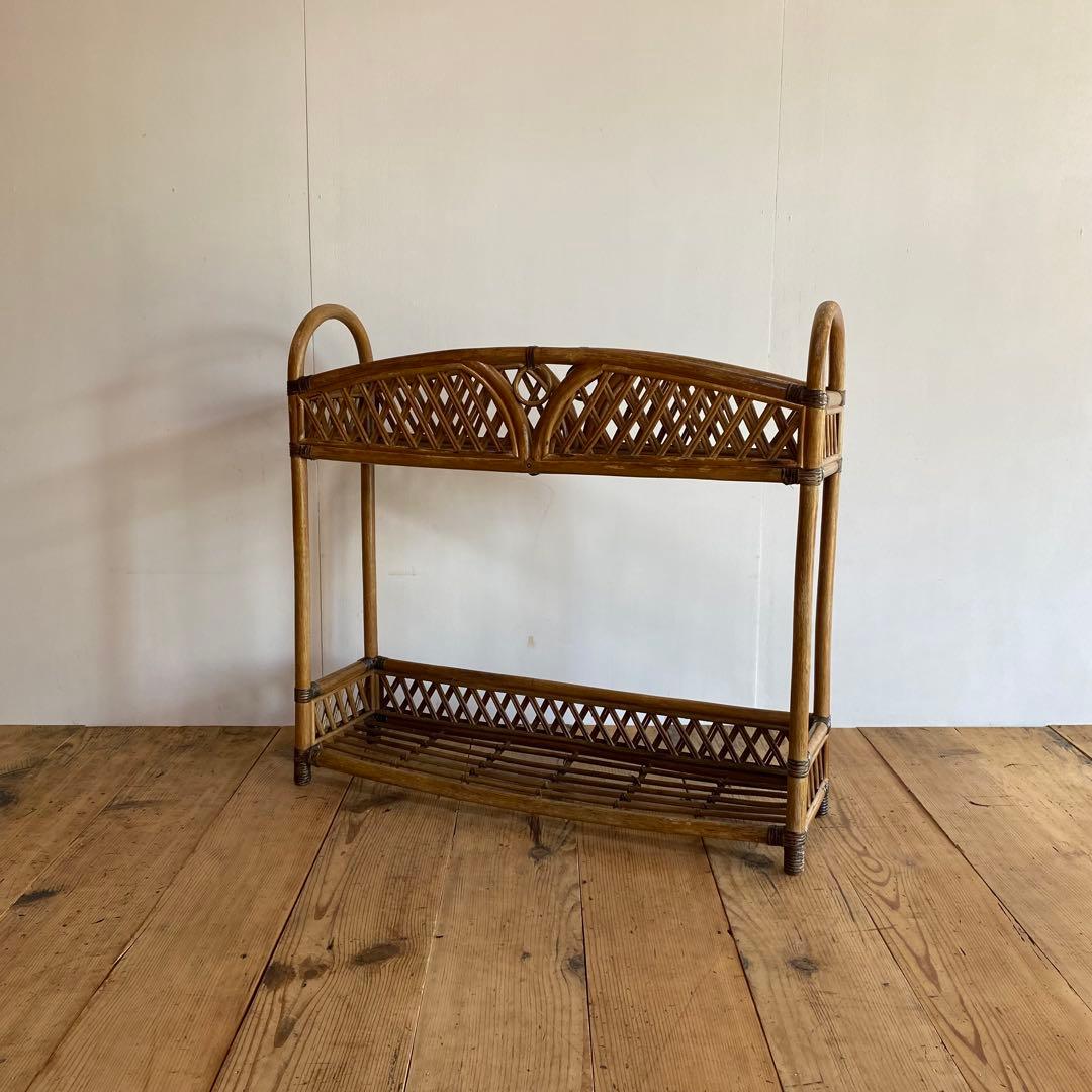 ヴィンテージ ラタン 飾り棚 植物台 昭和レトロ z867