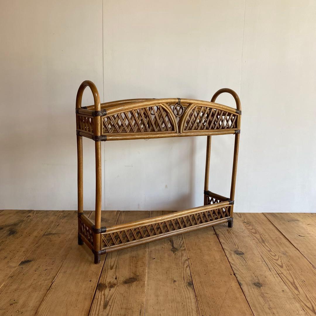 ヴィンテージ ラタン 飾り棚 植物台 昭和レトロ z867