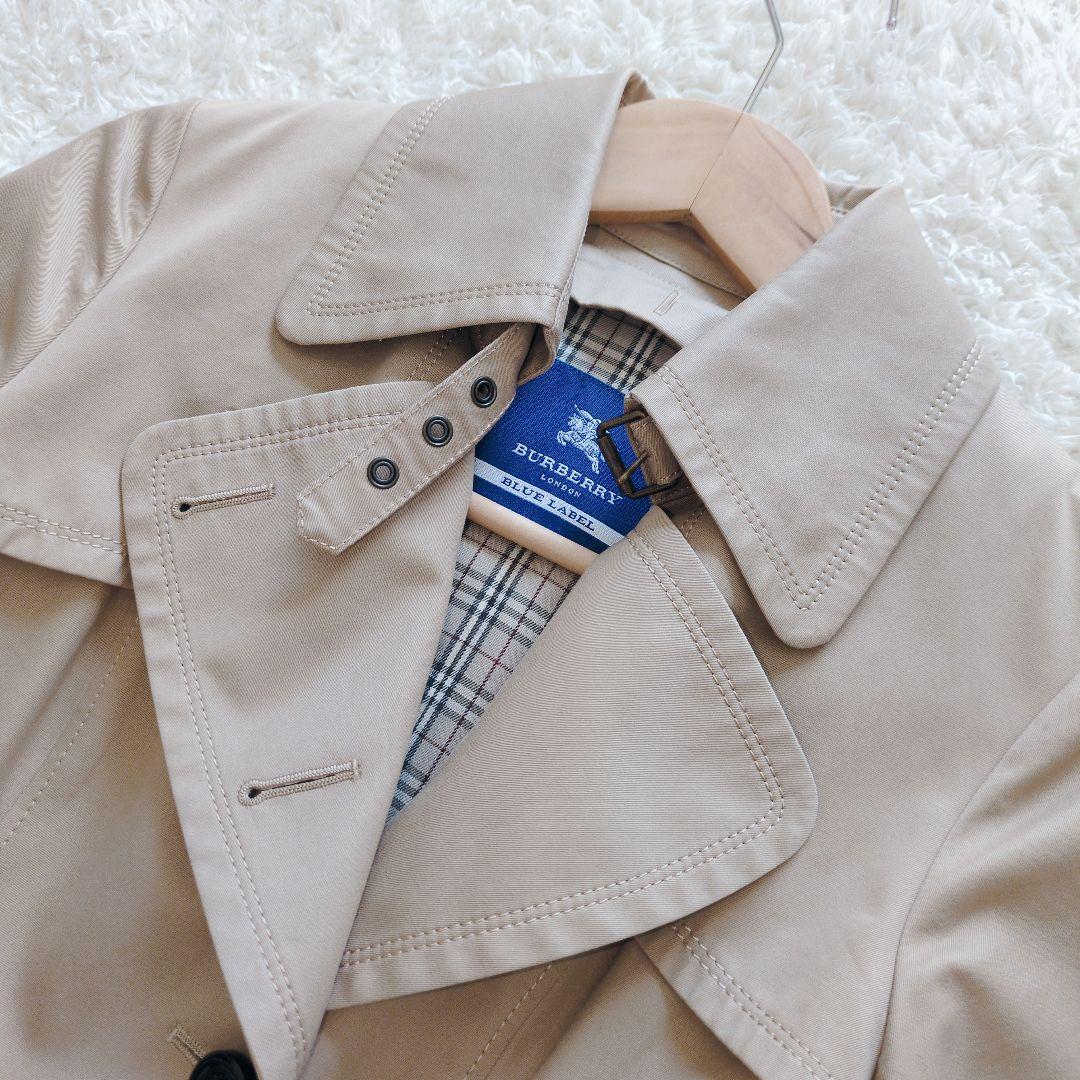 バーバリーブルーレーベル　トレンチコート　ノバチェック　シングル　ベージュ