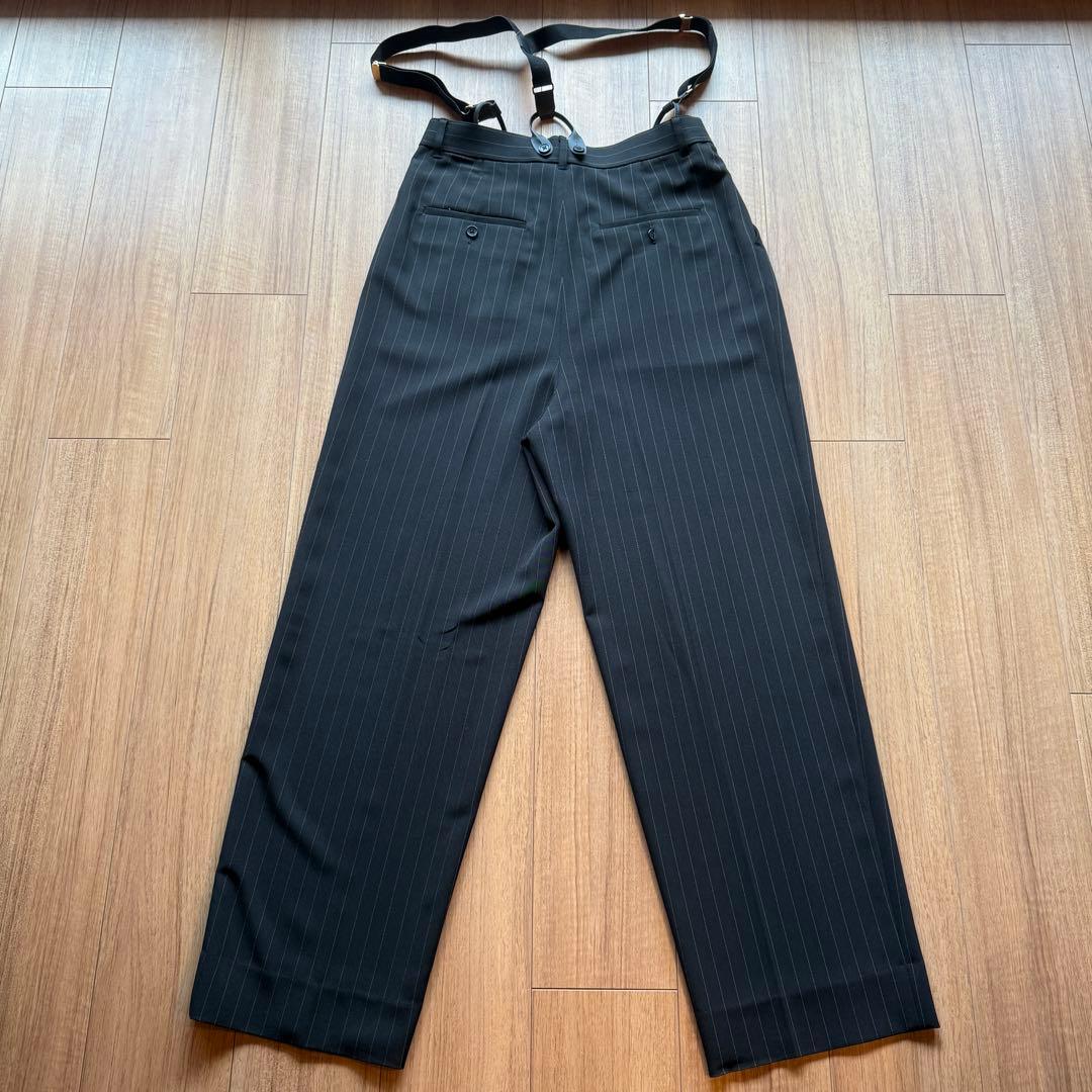 美品　カレンソロジー　黒ピンストライプ　サスペンダーパンツ　フリーサイズ