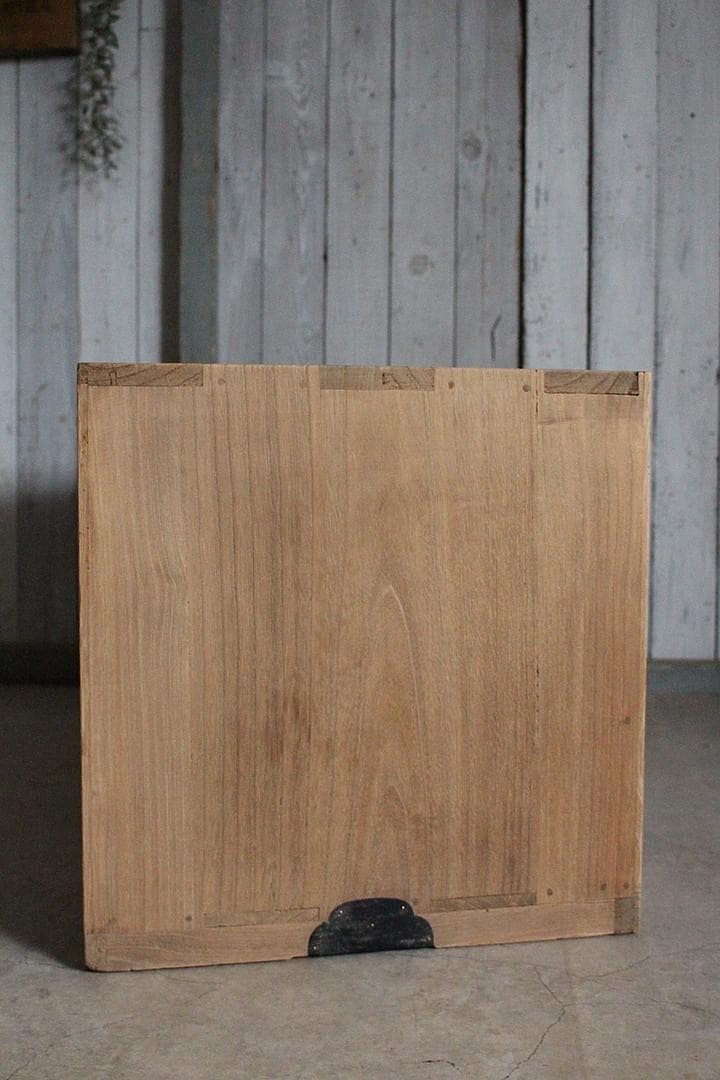 古いガラス戸棚×木製小引き出し3杯　ローチェスト　食器棚　古家具