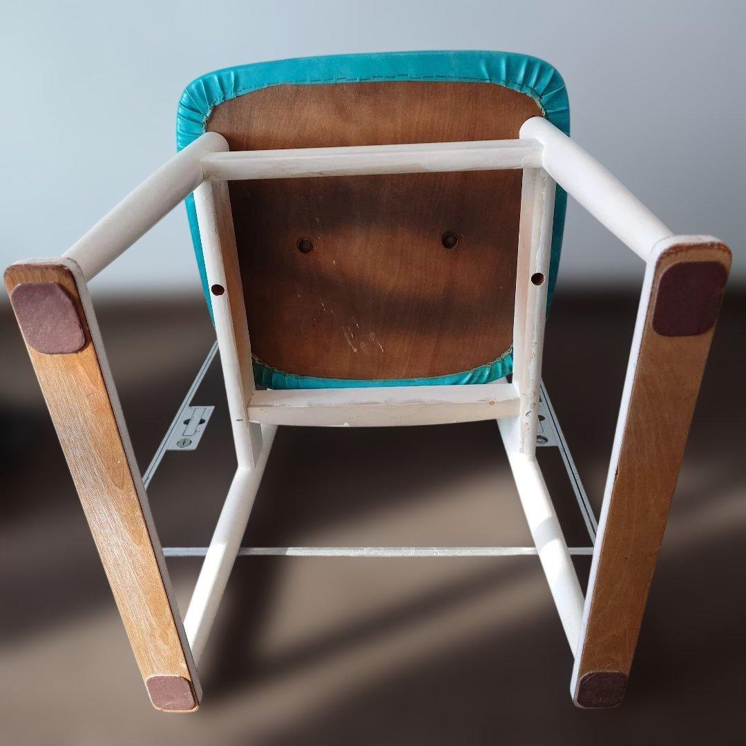 北欧風　レトロポップ　ダイニングチェア　ターコイズブルー　ミッドセンチュリー