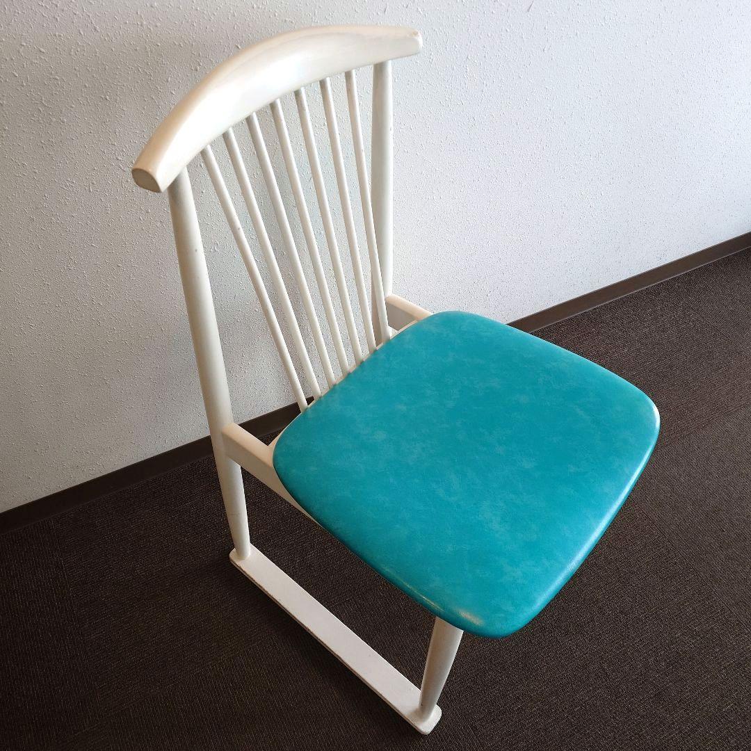 北欧風　レトロポップ　ダイニングチェア　ターコイズブルー　ミッドセンチュリー