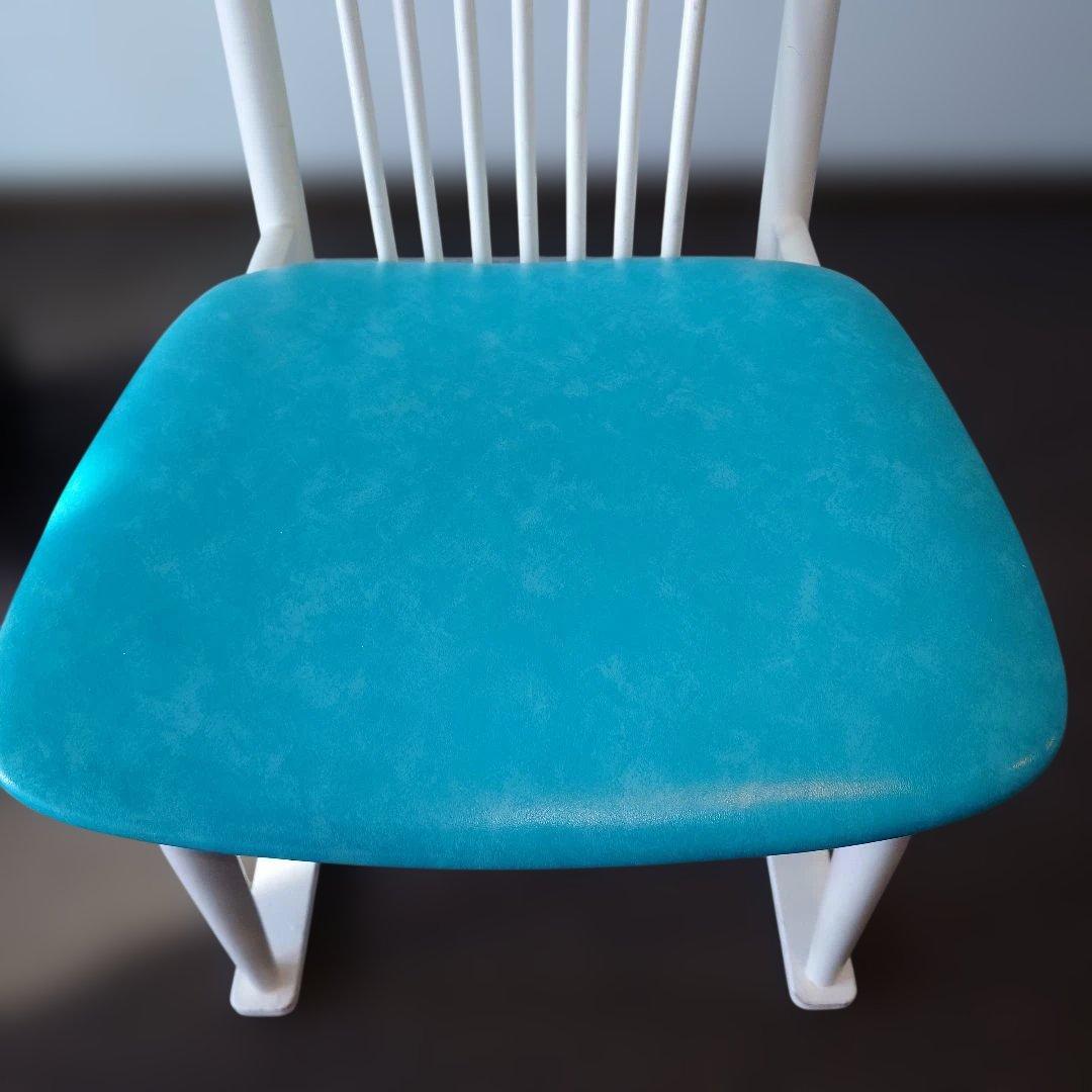 北欧風　レトロポップ　ダイニングチェア　ターコイズブルー　ミッドセンチュリー