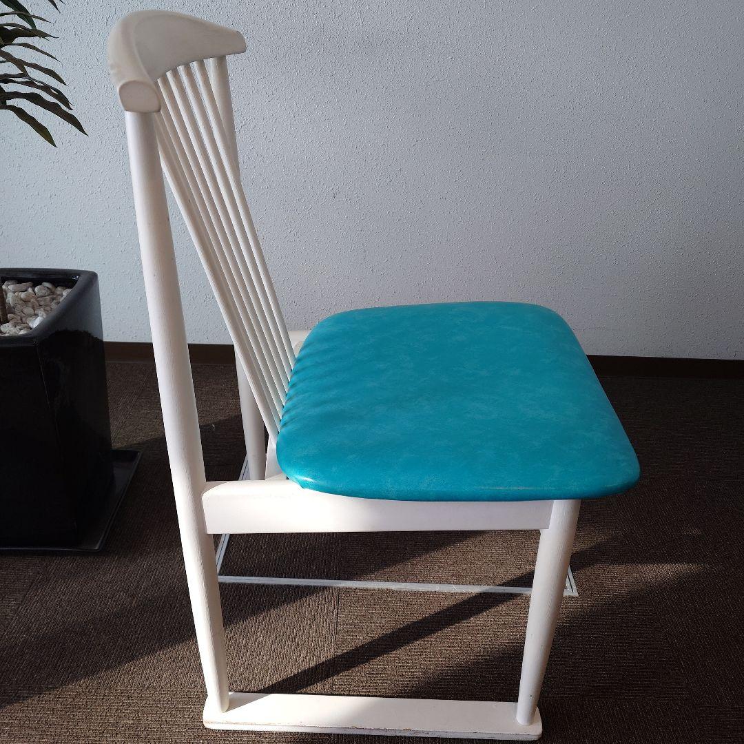 北欧風　レトロポップ　ダイニングチェア　ターコイズブルー　ミッドセンチュリー