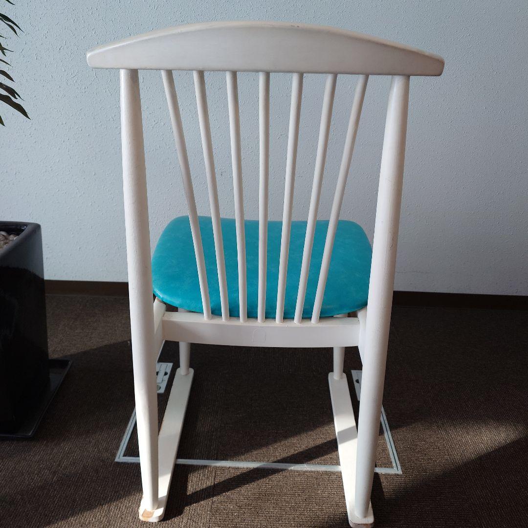 北欧風　レトロポップ　ダイニングチェア　ターコイズブルー　ミッドセンチュリー