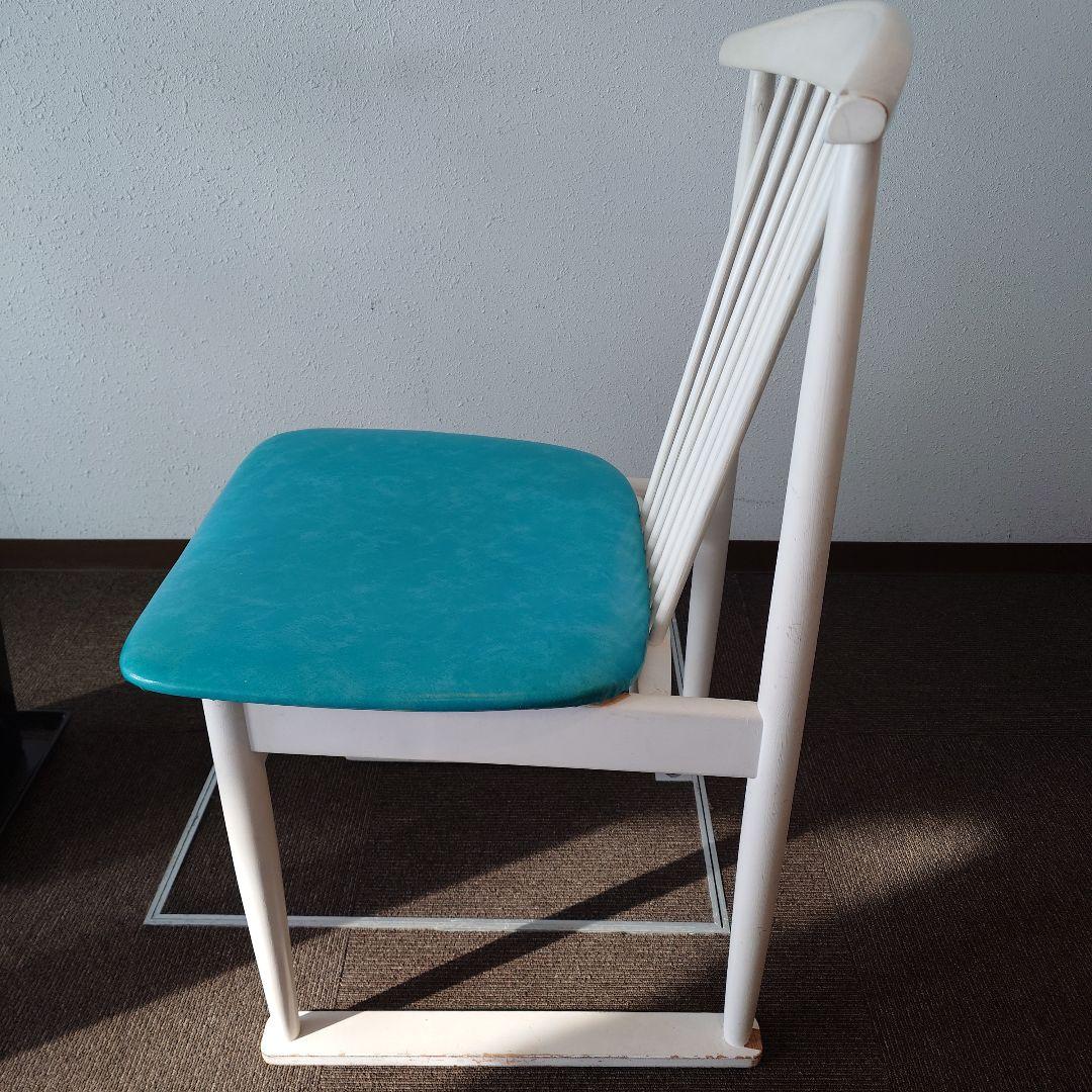 北欧風　レトロポップ　ダイニングチェア　ターコイズブルー　ミッドセンチュリー