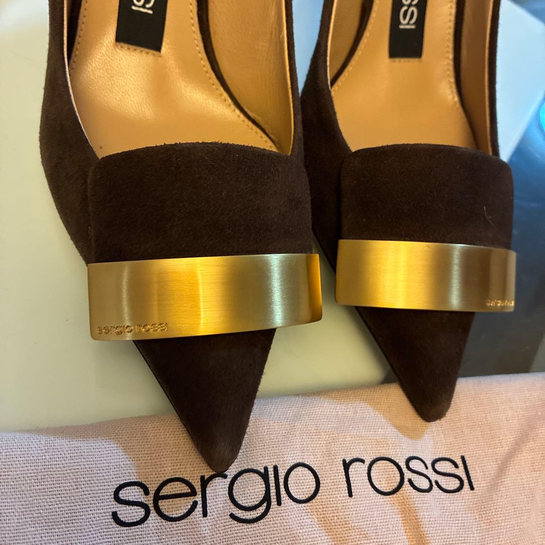 Sergio Rossiセルジオロッシsr1ダークブラウン ゴールド34 1/2