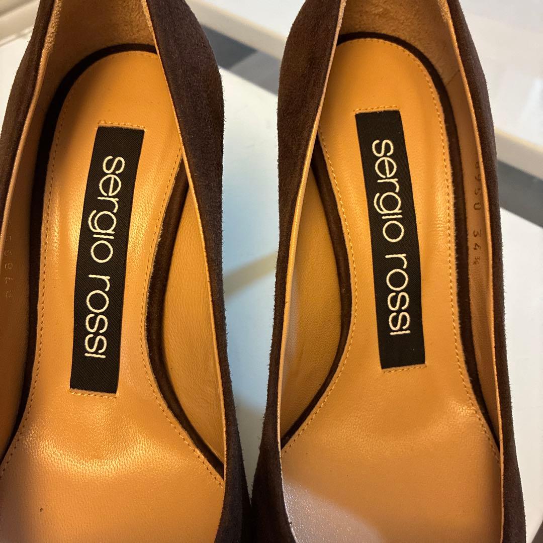 Sergio Rossiセルジオロッシsr1ダークブラウン ゴールド34 1/2