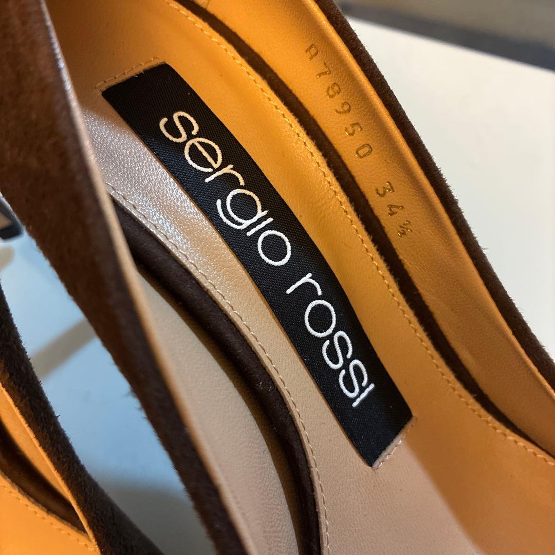 Sergio Rossiセルジオロッシsr1ダークブラウン ゴールド34 1/2