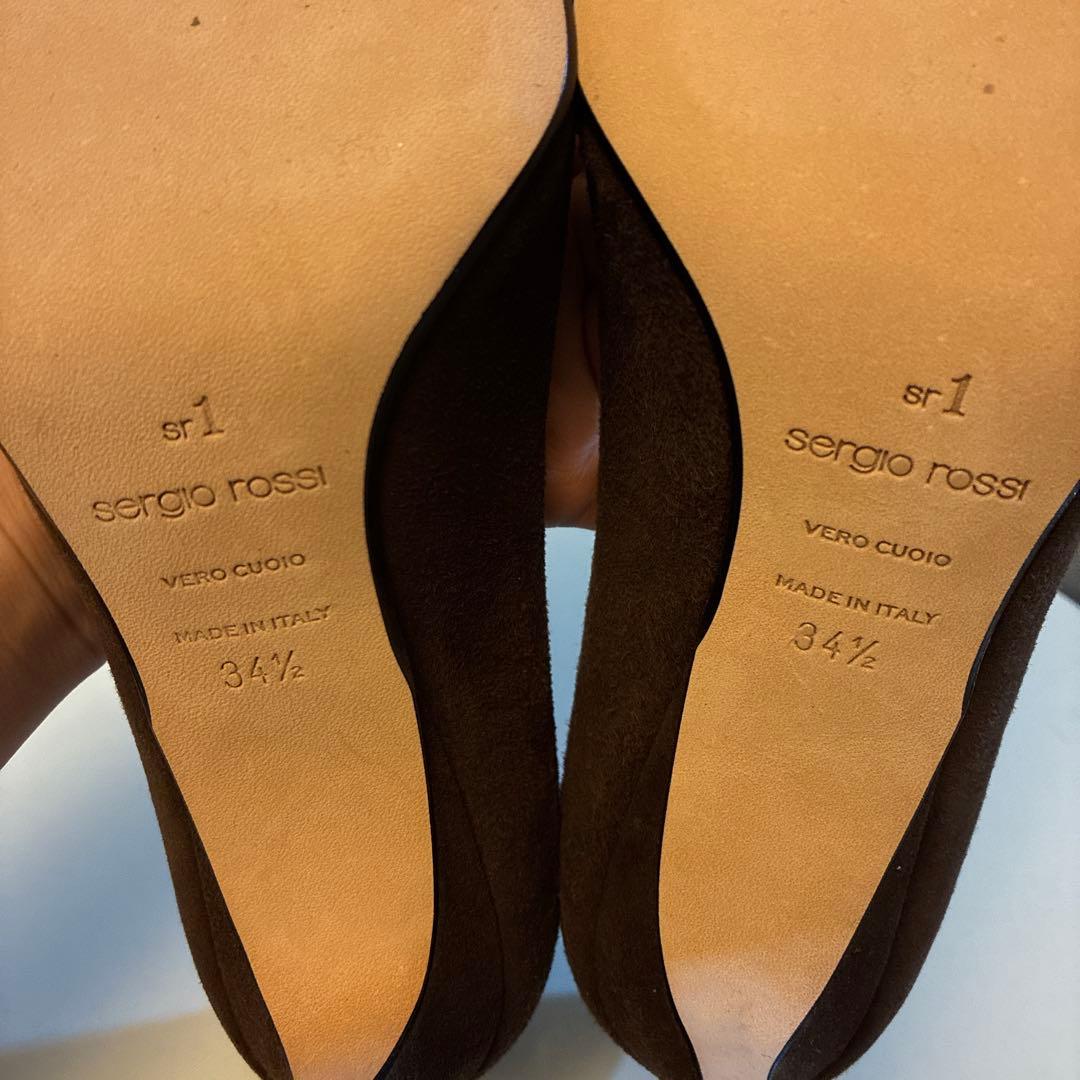 Sergio Rossiセルジオロッシsr1ダークブラウン ゴールド34 1/2