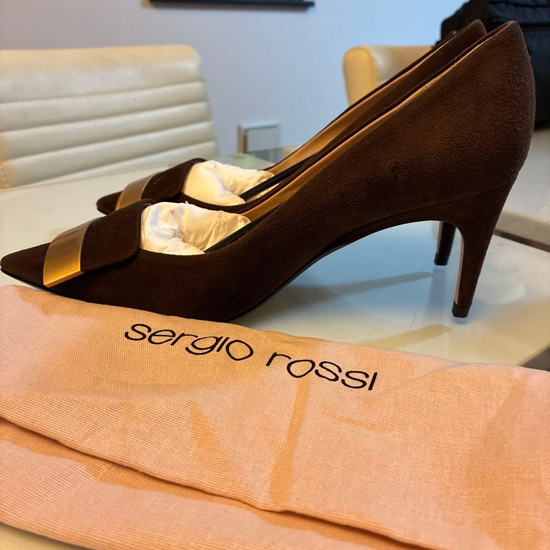 Sergio Rossiセルジオロッシsr1ダークブラウン ゴールド34 1/2