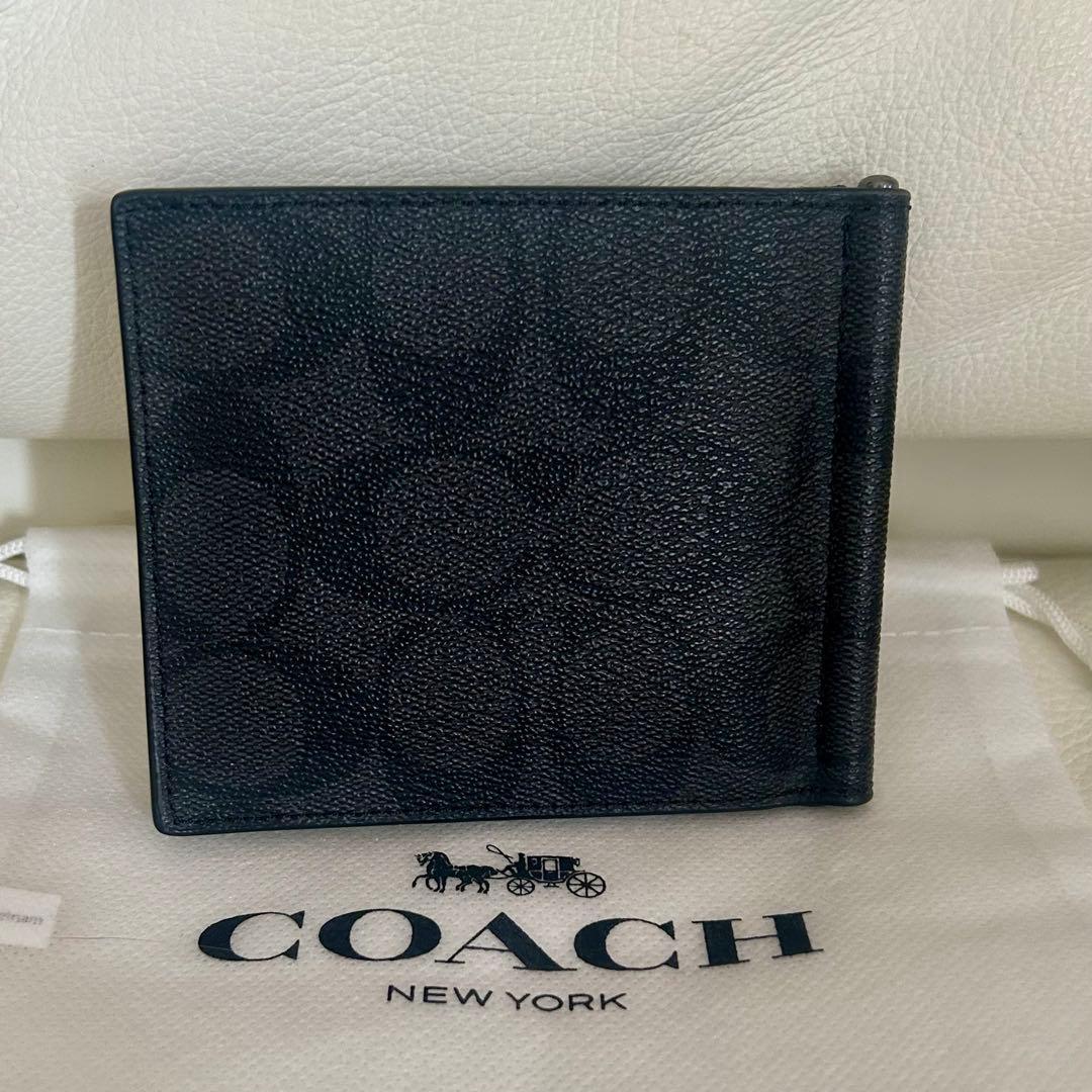 未使用　COACH　マネークリップ　折り財布　小銭入れ付き