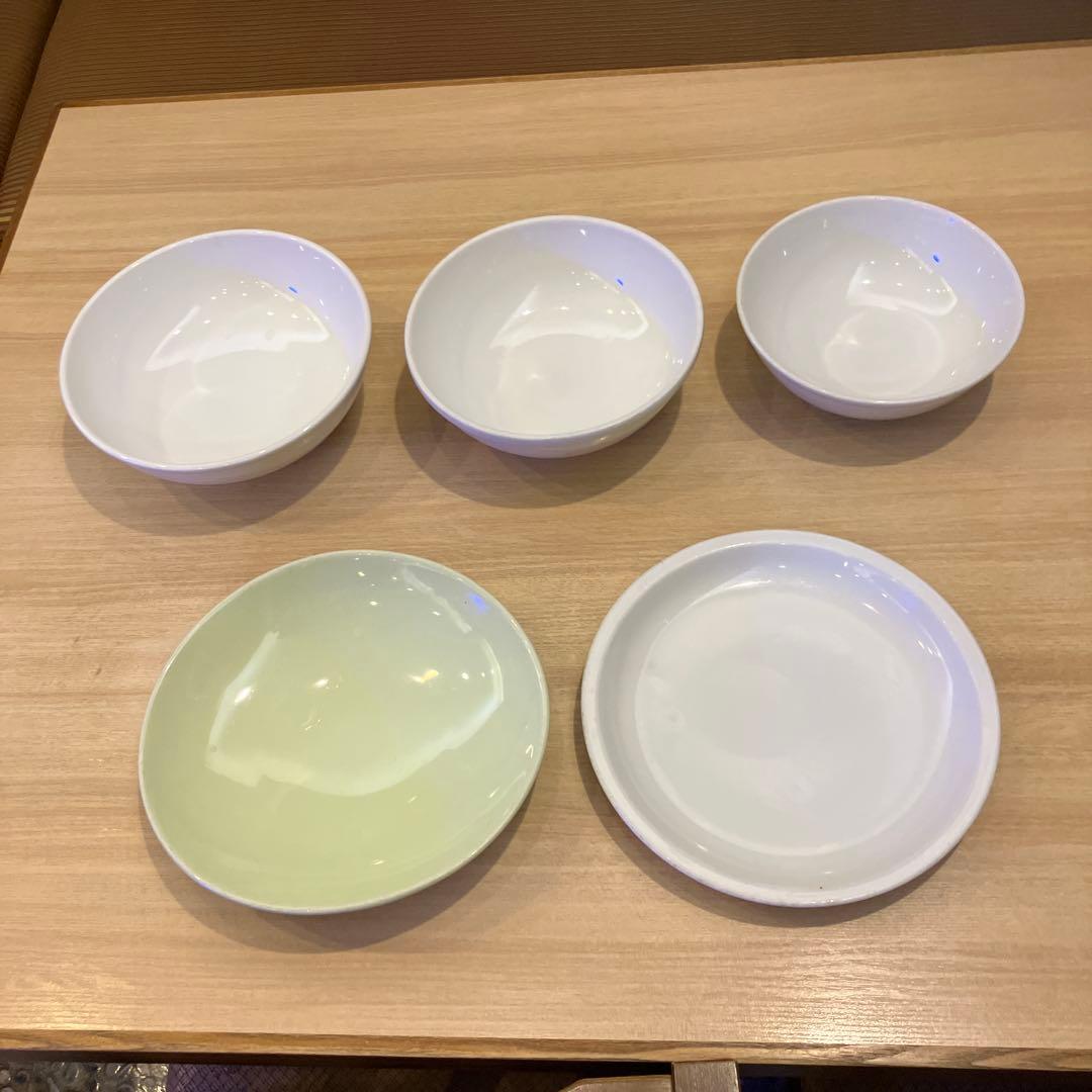 業務用ホワイト陶器どんぶりと皿　計80枚