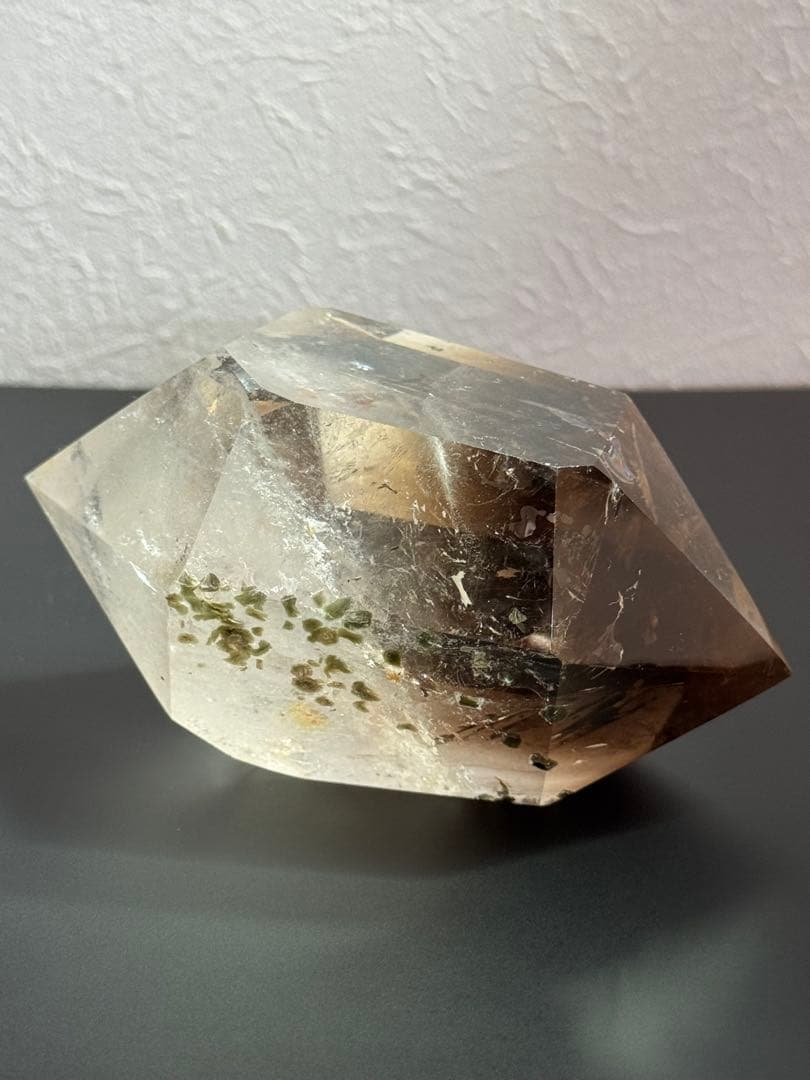 コレクション必見！虹の輝きバイカラースモーキークォーツ BIGダブルポイント