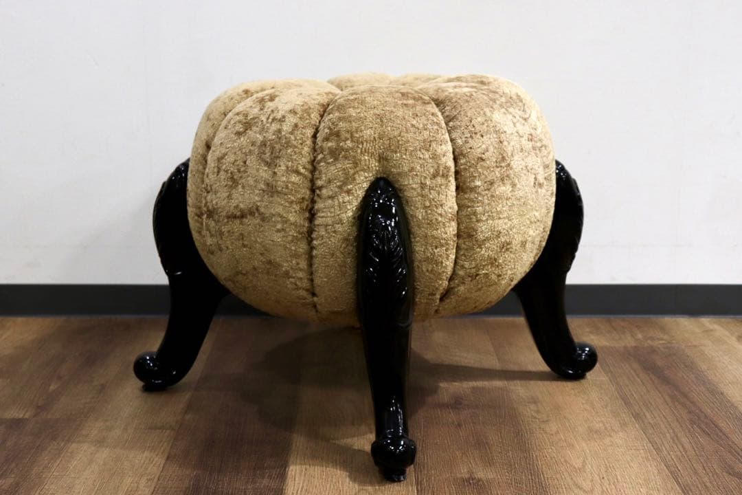 GMHH489H○パンプキンスツール アンティーク調 猫脚 ファブリック オット