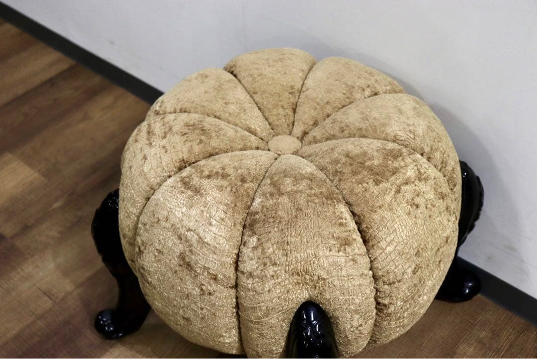 GMHH489H○パンプキンスツール アンティーク調 猫脚 ファブリック オット