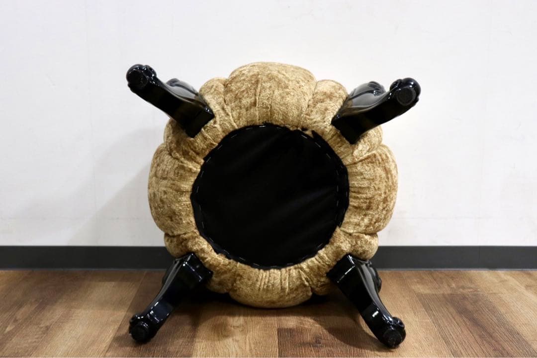 GMHH489H○パンプキンスツール アンティーク調 猫脚 ファブリック オット