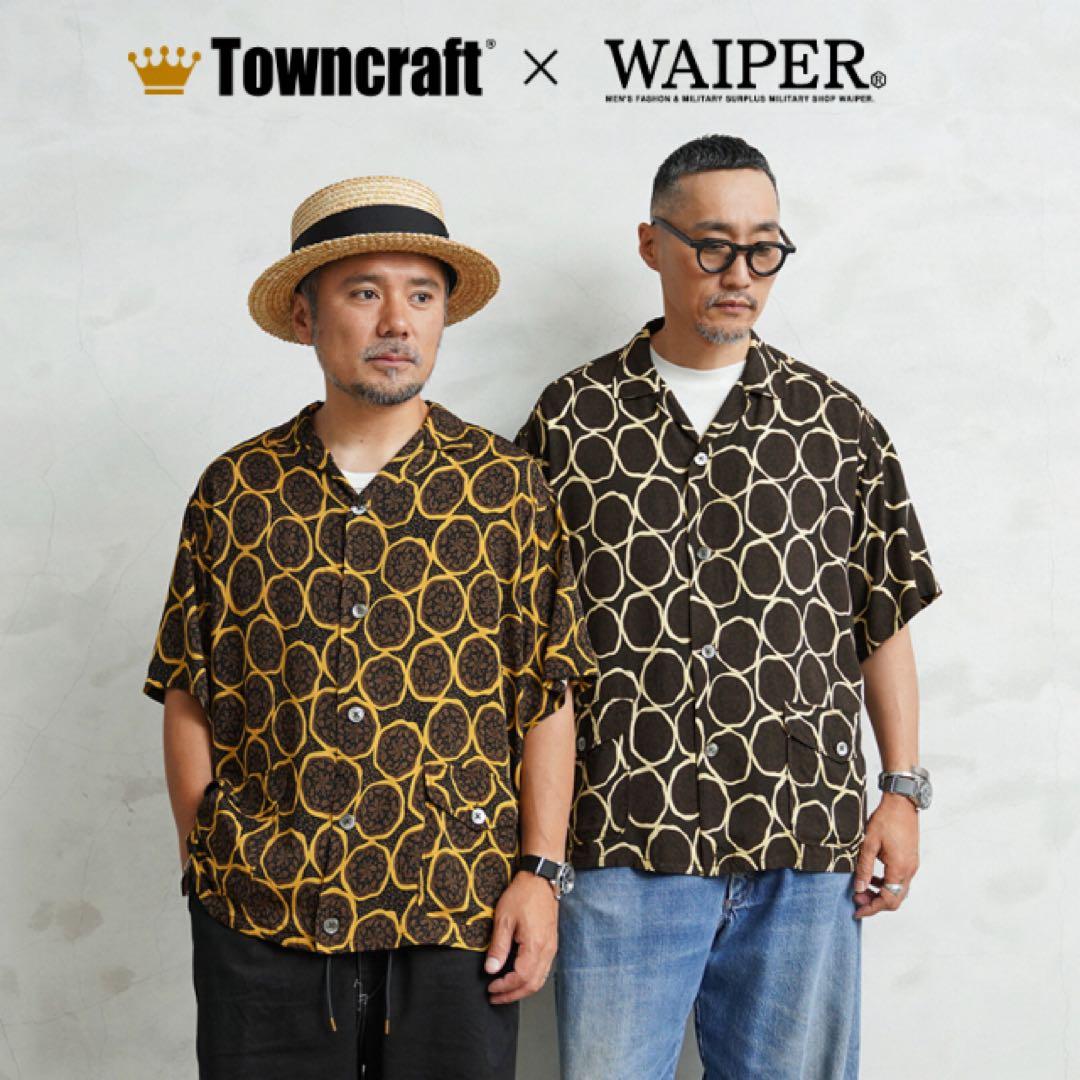 Towncraft x WAIPER 半袖シャツ ブラック/ソフトイエロー