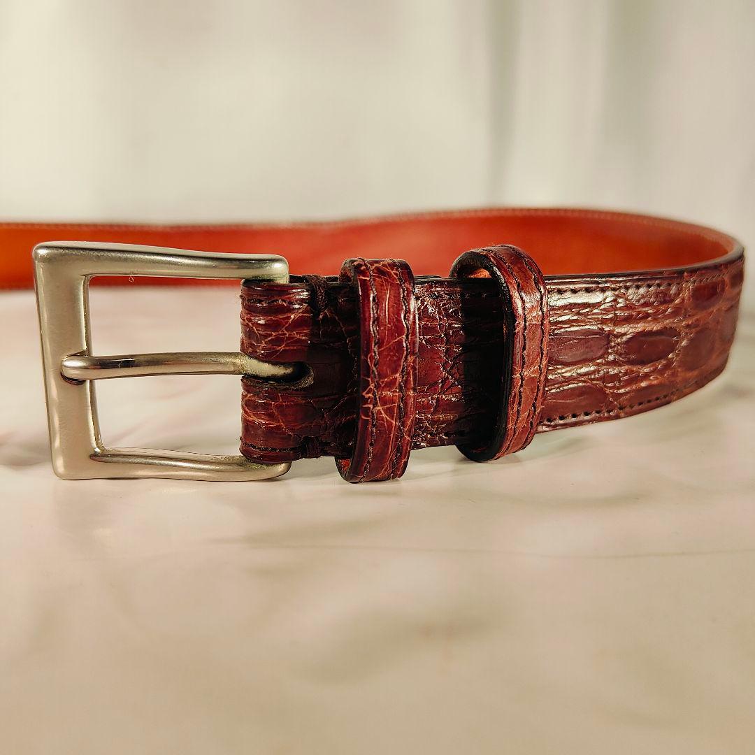 【Vintage】イタリア製　ワニ革　高級クロコダイルドレスベルト 本革 正規品