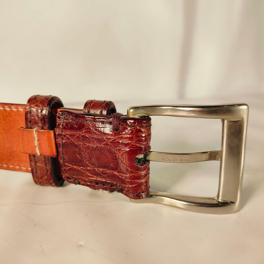 【Vintage】イタリア製　ワニ革　高級クロコダイルドレスベルト 本革 正規品