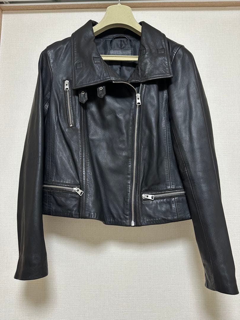 ALL SAINT ブラックレザー ダブルライダースジャケット　サイズUS8