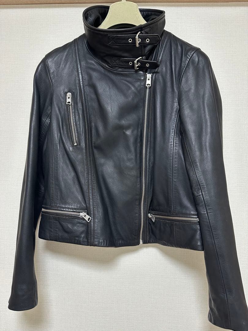 ALL SAINT ブラックレザー ダブルライダースジャケット　サイズUS8